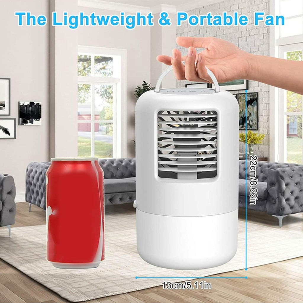 Portable Air Conditioner Cooler Humidifier 3 Speeds 7 Colors 500ML White