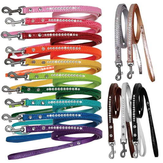 Pet Designer Croc Leash, "One Row Clear Crystal" - The Snag Bin