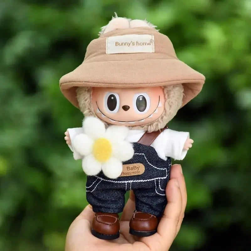 POP MART Labubu Spring Wilderness Overalls Set for 17cm Vinyl Plush Doll Pendant【Apparel Only】