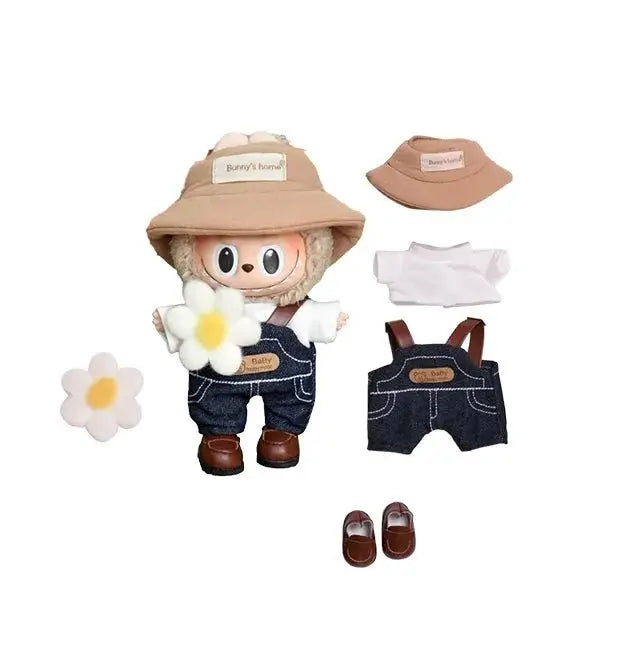 POP MART Labubu Spring Wilderness Overalls Set for 17cm Vinyl Plush Doll Pendant【Apparel Only】