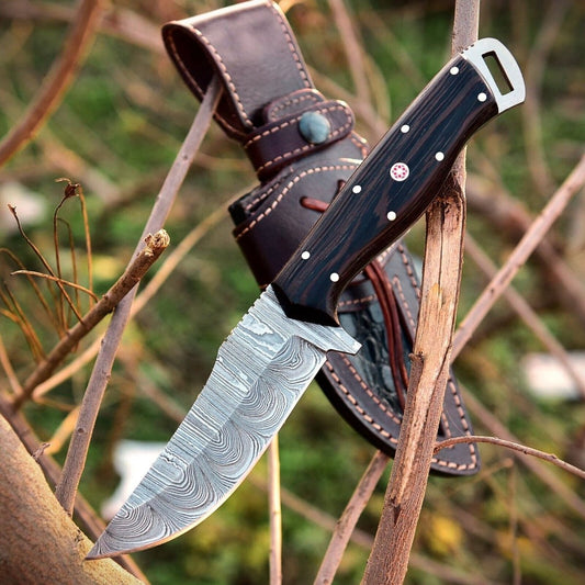 Premium Custom Handmade Damascus Skinner Knife – Wangi Wood Handle - The Snag Bin
