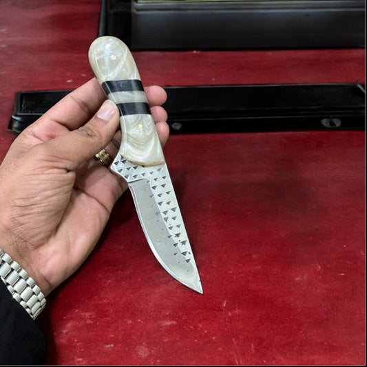 Premium Handcrafted Cowboy Knife – 8" Rasp Blade, Resin Handle & Leather Sheath - The Snag Bin