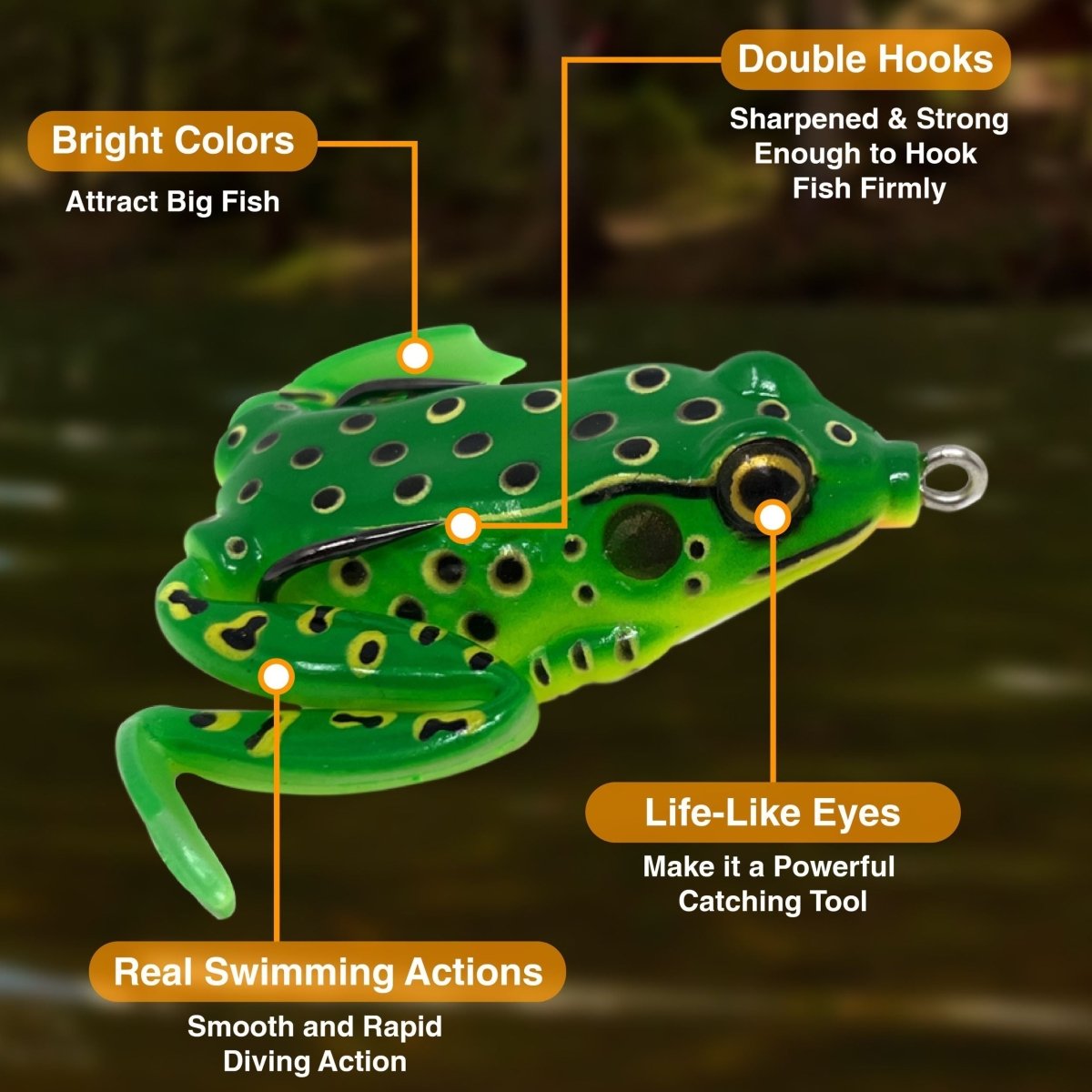 Reaction Tackle 2.25" Hollow Body Frogs with Swimming Legs (2 - Pack) - The Snag Bin