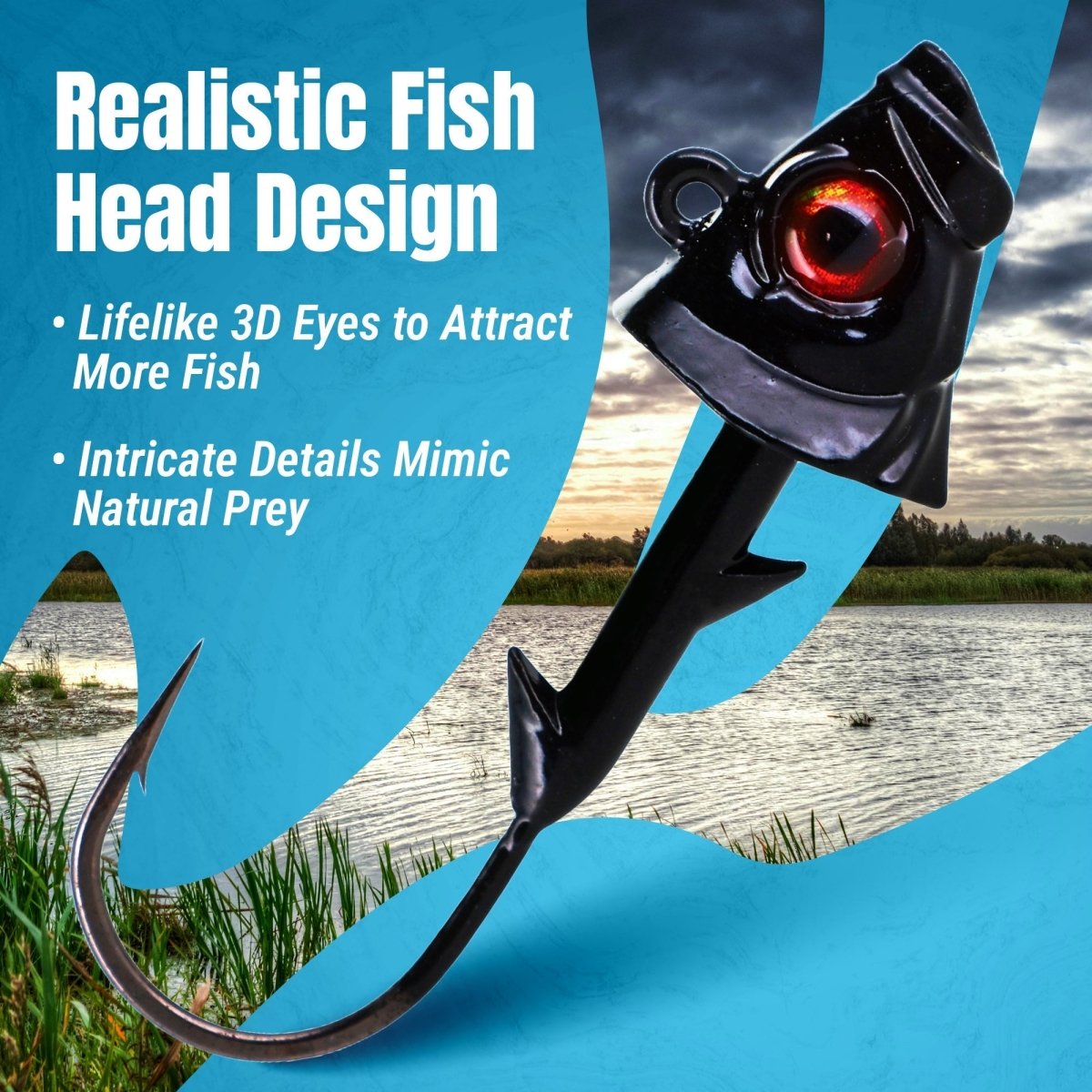 Reaction Tackle 97% Pure Tungsten Swimbait Jig with Realistic Fish Head - 5 - PACK - New - The Snag Bin
