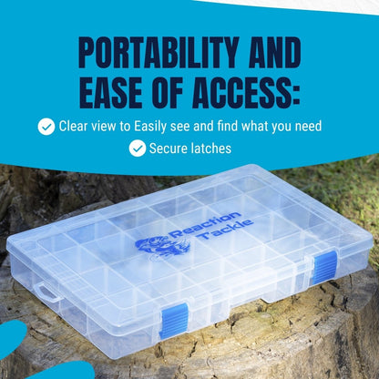 Reaction Tackle Basic Tackle Tray - Affordable, Lightweight Design with 2 Secure Clips - The Snag Bin