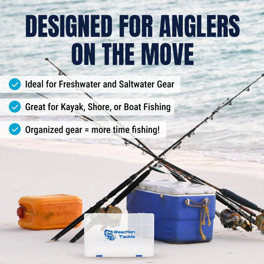 Reaction Tackle Basic Tackle Tray - Affordable, Lightweight Design with 2 Secure Clips - The Snag Bin