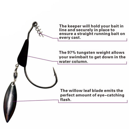 Reaction Tackle Bladed/Tungsten Weighted Swimbait Hooks - 3 - Pack - The Snag Bin