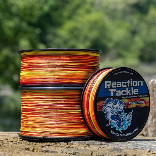 Reaction Tackle Braided Fishing Line - Fire Camo - NEW - The Snag Bin