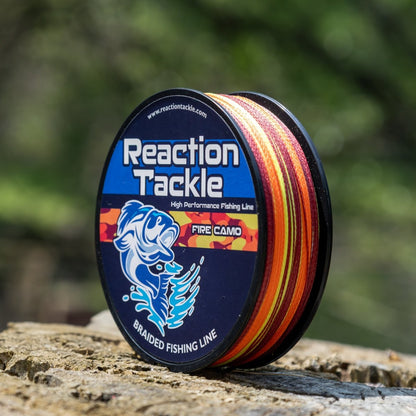 Reaction Tackle Braided Fishing Line - Fire Camo - NEW - The Snag Bin