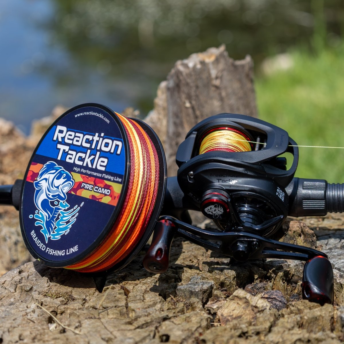 Reaction Tackle Braided Fishing Line - Fire Camo - NEW - The Snag Bin