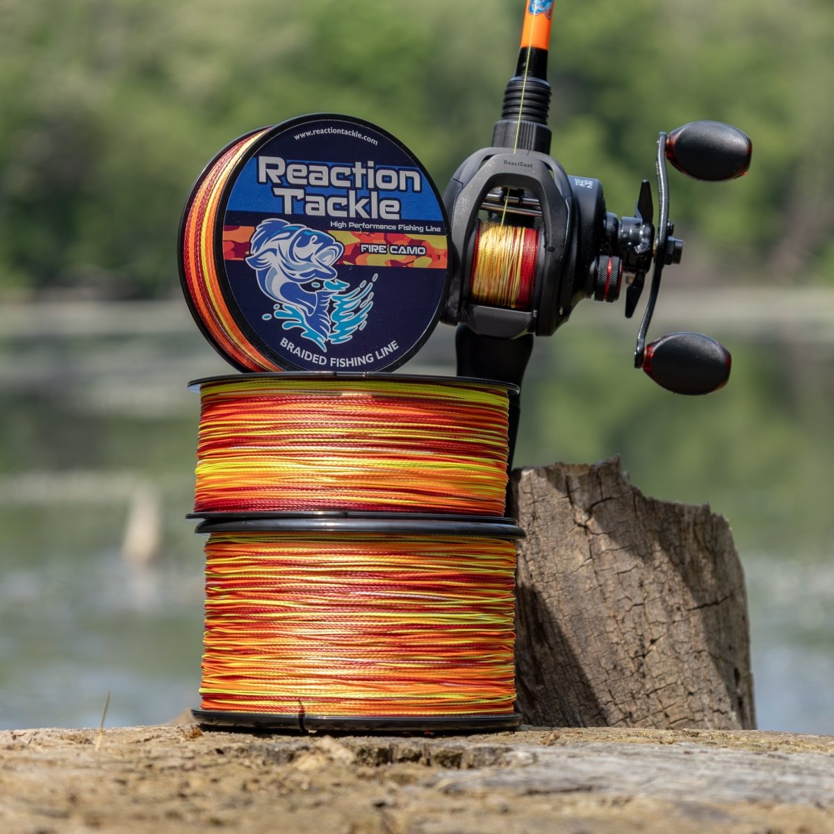 Reaction Tackle Braided Fishing Line - Fire Camo - NEW - The Snag Bin