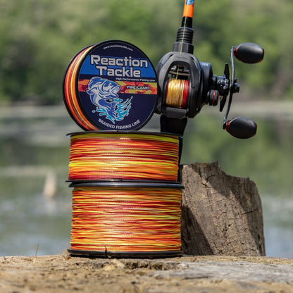 Reaction Tackle Braided Fishing Line - Fire Camo - NEW - The Snag Bin
