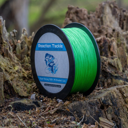 Reaction Tackle Braided Fishing Line - Hi - Vis Green - The Snag Bin
