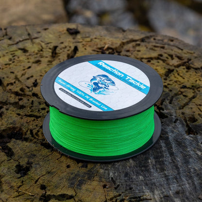 Reaction Tackle Braided Fishing Line - Hi - Vis Green - The Snag Bin