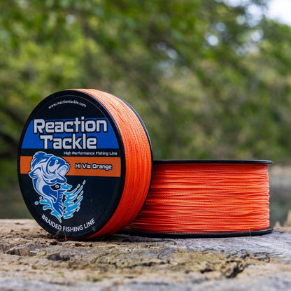 Reaction Tackle Braided Fishing Line - Hi - Vis Orange - The Snag Bin