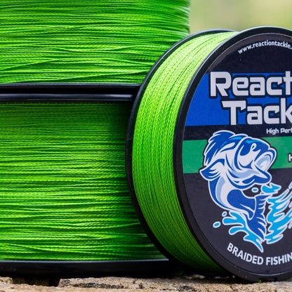 Reaction Tackle Braided Fishing Line - NO FADE Hi Vis Green - NEW - The Snag Bin