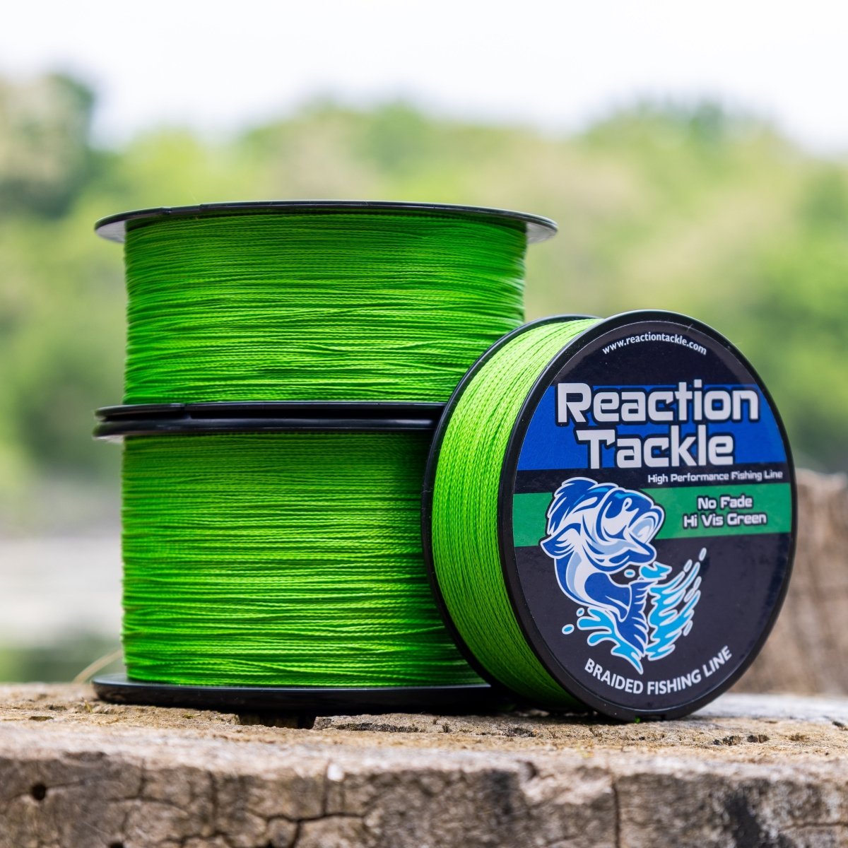 Reaction Tackle Braided Fishing Line - NO FADE Hi Vis Green - NEW - The Snag Bin
