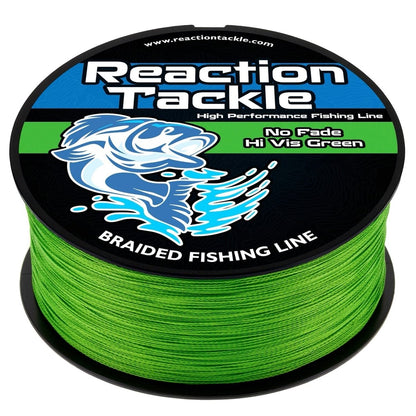 Reaction Tackle Braided Fishing Line - NO FADE Hi Vis Green - NEW - The Snag Bin