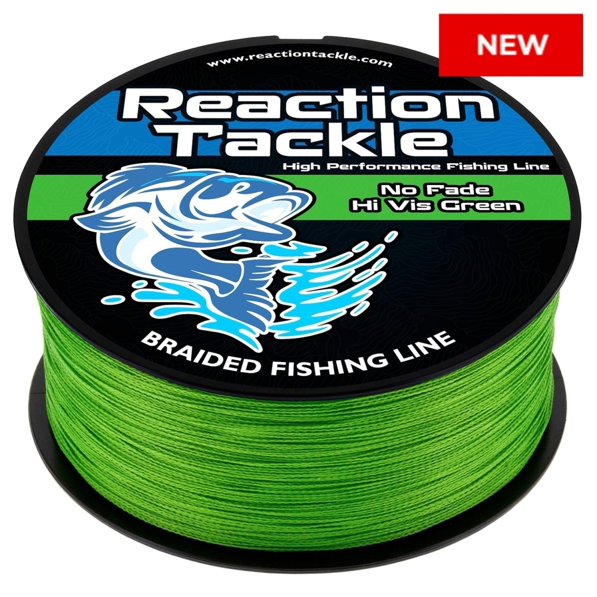 Reaction Tackle Braided Fishing Line - NO FADE Hi Vis Green - NEW - The Snag Bin