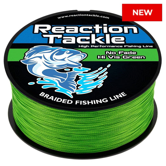 Reaction Tackle Braided Fishing Line - NO FADE Hi Vis Green - NEW - The Snag Bin