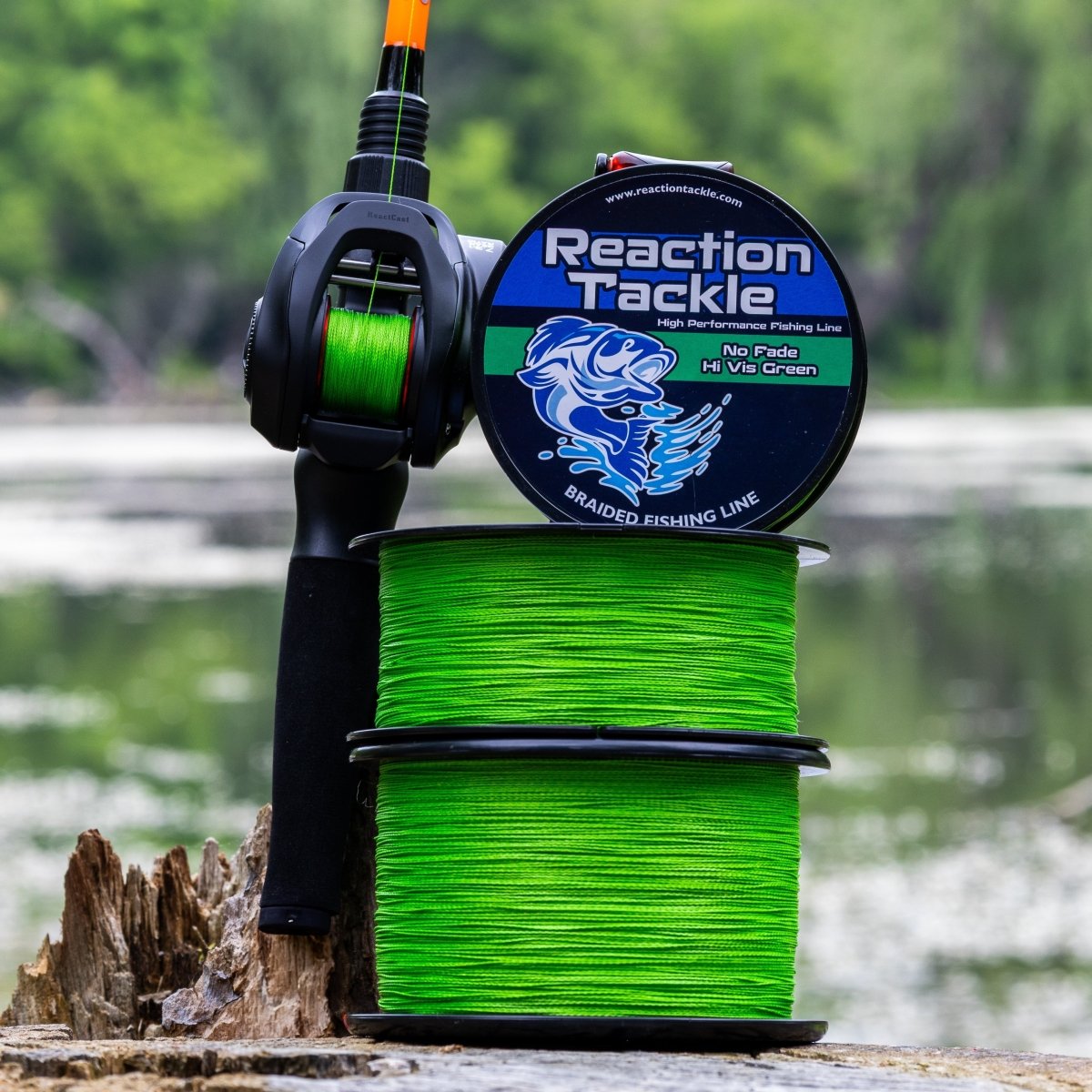 Reaction Tackle Braided Fishing Line - NO FADE Hi Vis Green - NEW - The Snag Bin