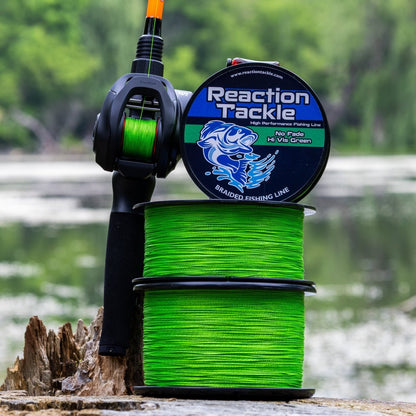 Reaction Tackle Braided Fishing Line - NO FADE Hi Vis Green - NEW - The Snag Bin