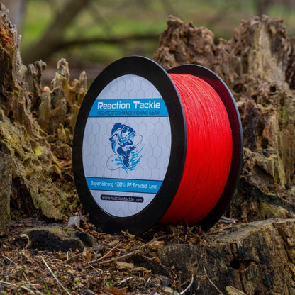 Reaction Tackle Braided Fishing Line - NO FADE Red - The Snag Bin