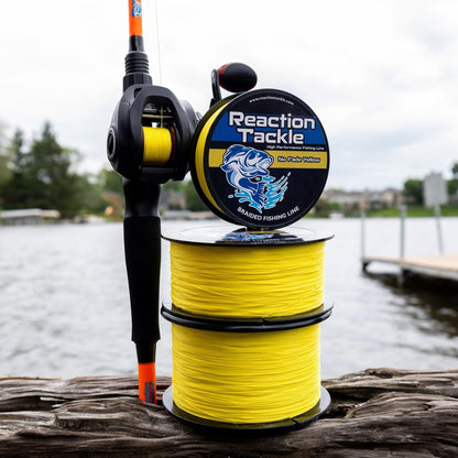 Reaction Tackle Braided Fishing Line - NO FADE Yellow - NEW - The Snag Bin