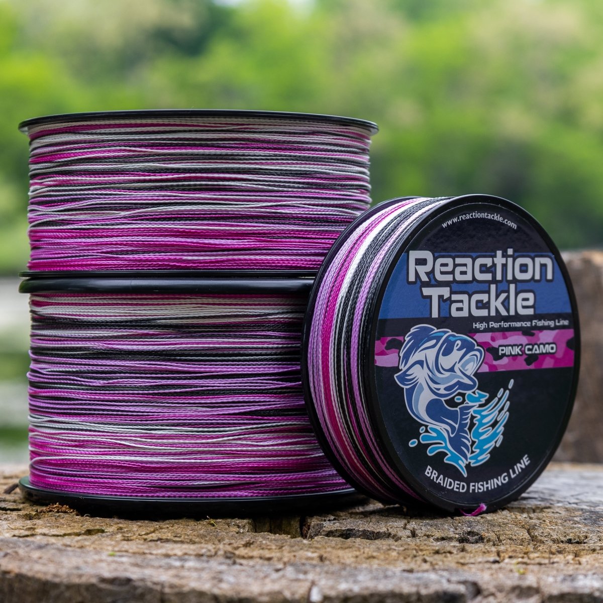 Reaction Tackle Braided Fishing Line - Pink Camo - NEW - The Snag Bin