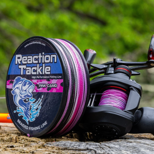 Reaction Tackle Braided Fishing Line - Pink Camo - NEW - The Snag Bin