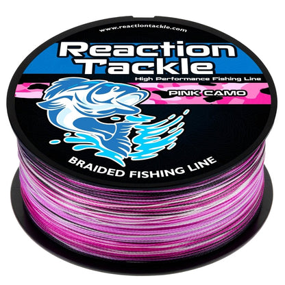 Reaction Tackle Braided Fishing Line - Pink Camo - NEW - The Snag Bin