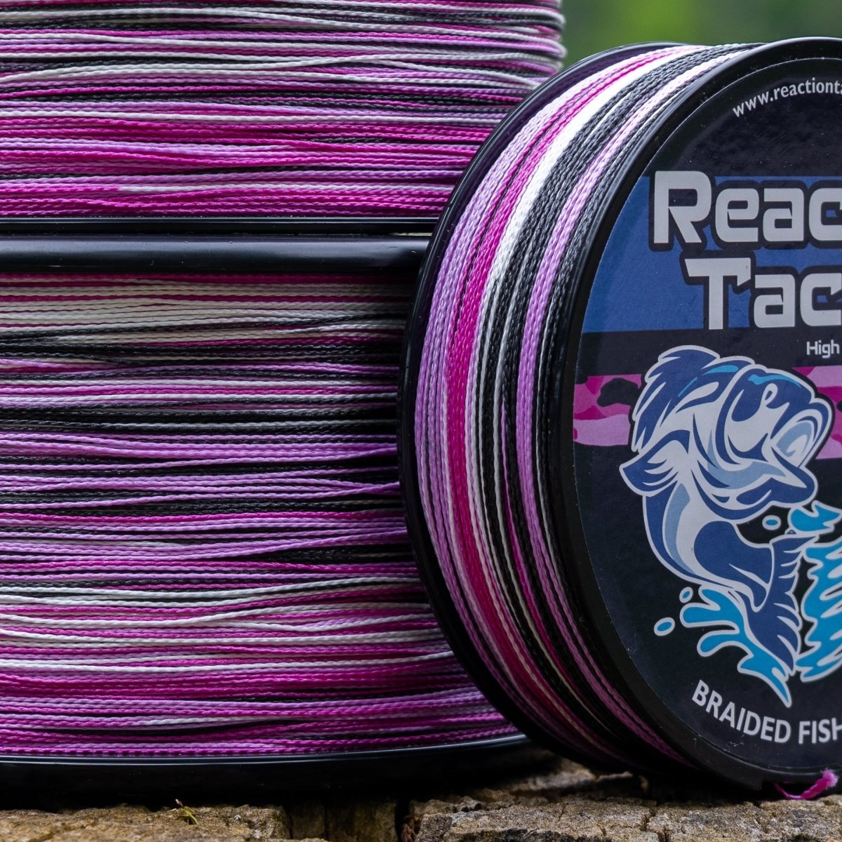Reaction Tackle Braided Fishing Line - Pink Camo - NEW - The Snag Bin