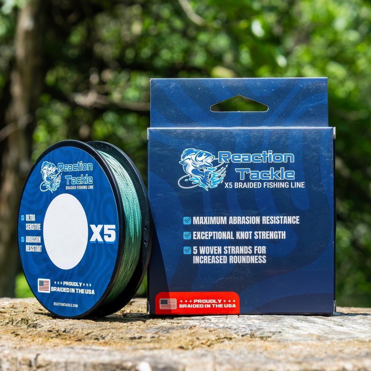 Reaction Tackle BRAIDED IN THE USA Fishing Line - 5X - NEW - The Snag Bin