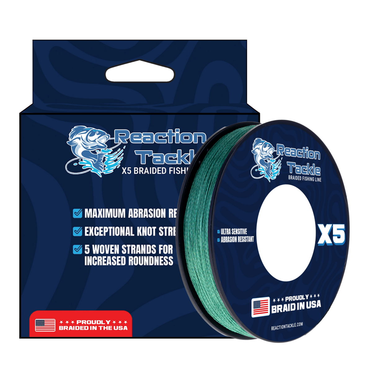 Reaction Tackle BRAIDED IN THE USA Fishing Line - 5X - NEW - The Snag Bin