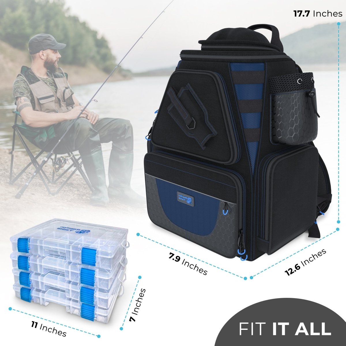 Reaction Tackle Fishing Tackle Backpack - Trays included - The Snag Bin
