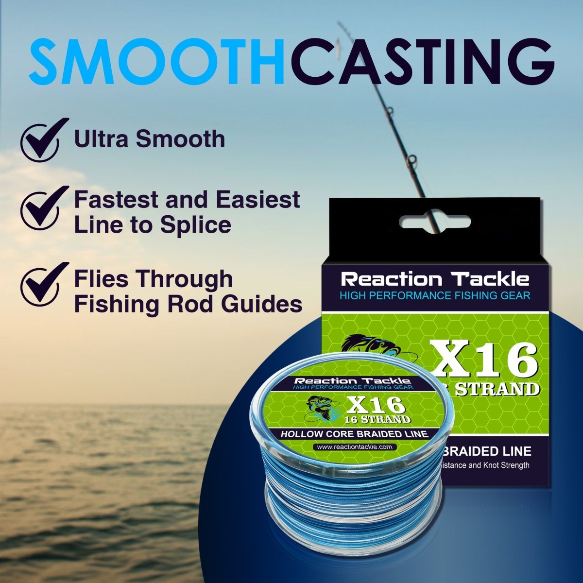 Reaction Tackle Hollow Core - 16 Strand Braided Fishing Line - The Snag Bin