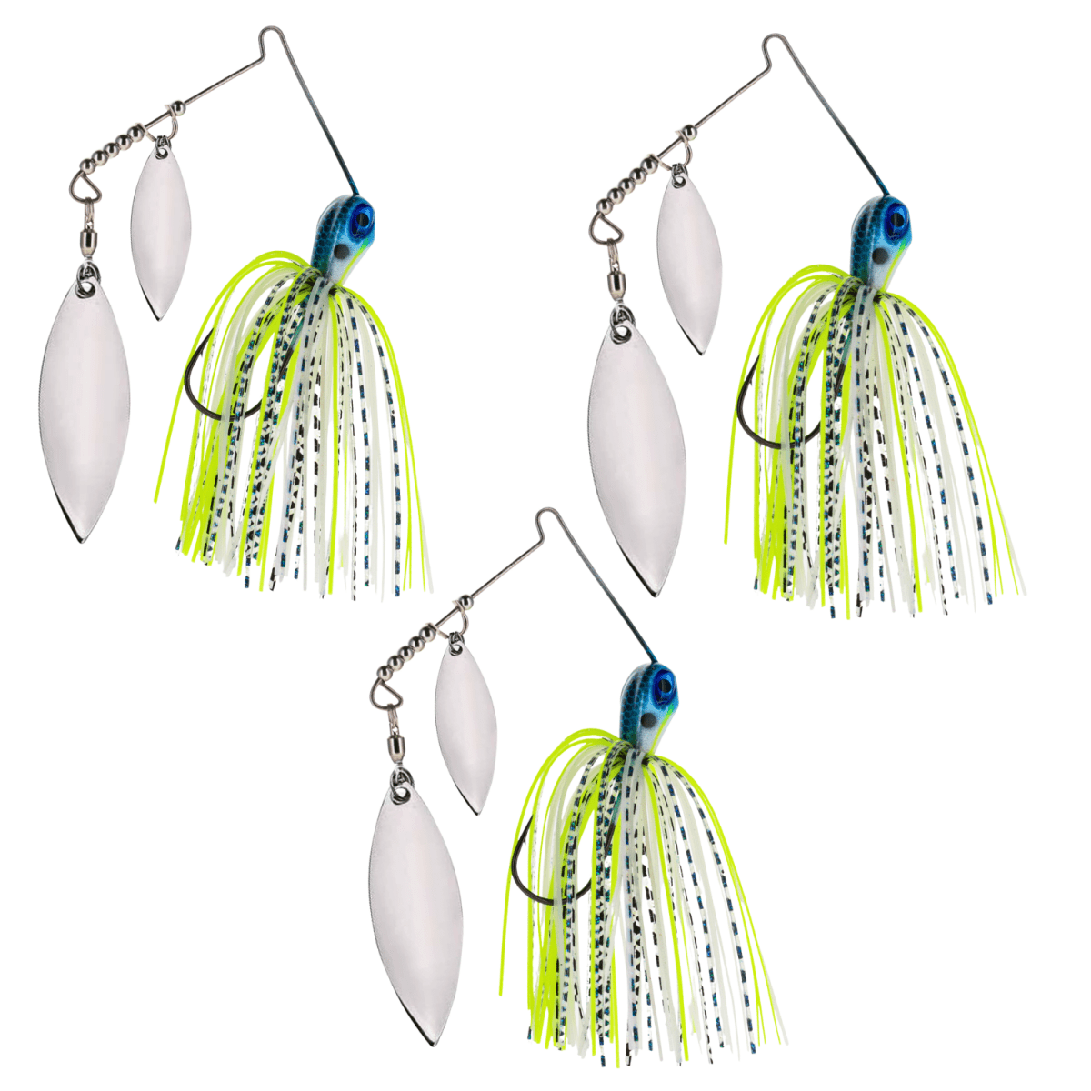 Reaction Tackle Lead Spinnerbait Jigs – 3 - Pack, Double Willow Blade - New - The Snag Bin