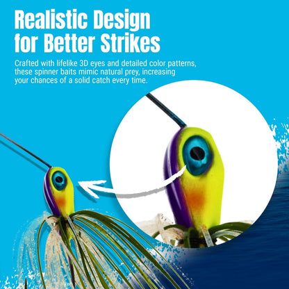 Reaction Tackle Lead Spinnerbait Jigs – 3 - Pack, Double Willow Blade - New - The Snag Bin