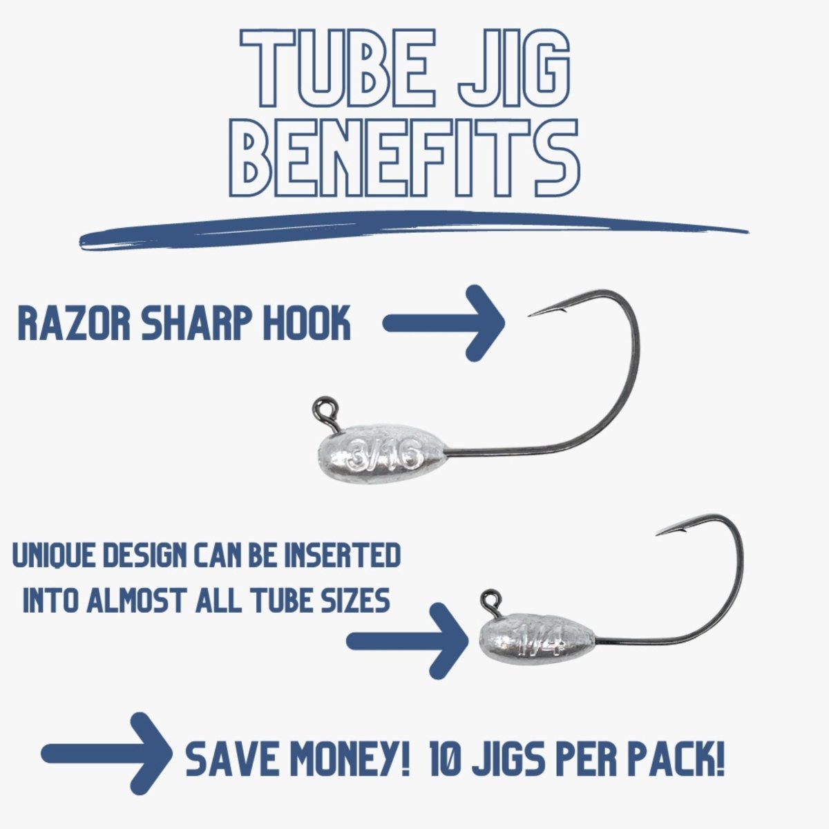 Reaction Tackle Lead Tube Jig Heads - 10 - Pack - The Snag Bin