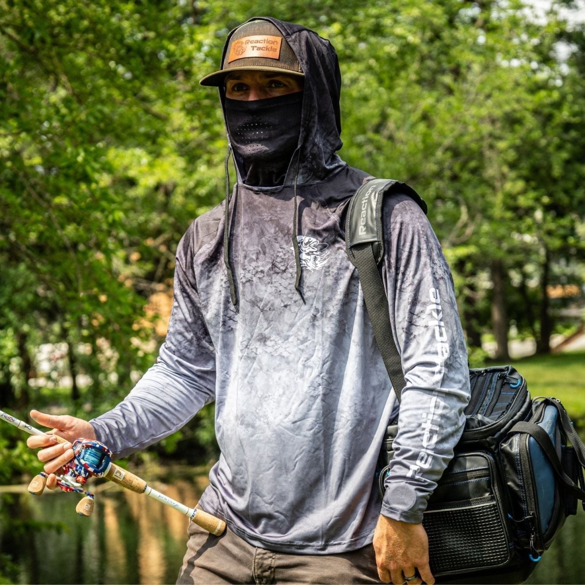 Reaction Tackle SPF UPF 50+ Long Sleeve/Hood/Gaiter Fishing Shirt - The Snag Bin