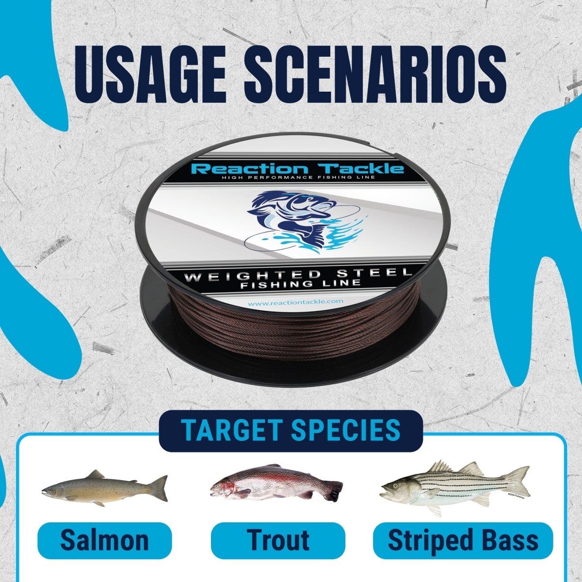 Reaction Tackle Weighted Stainless Steel Trolling Line 45LB - Premium Weighted Fishing Wire - New - The Snag Bin
