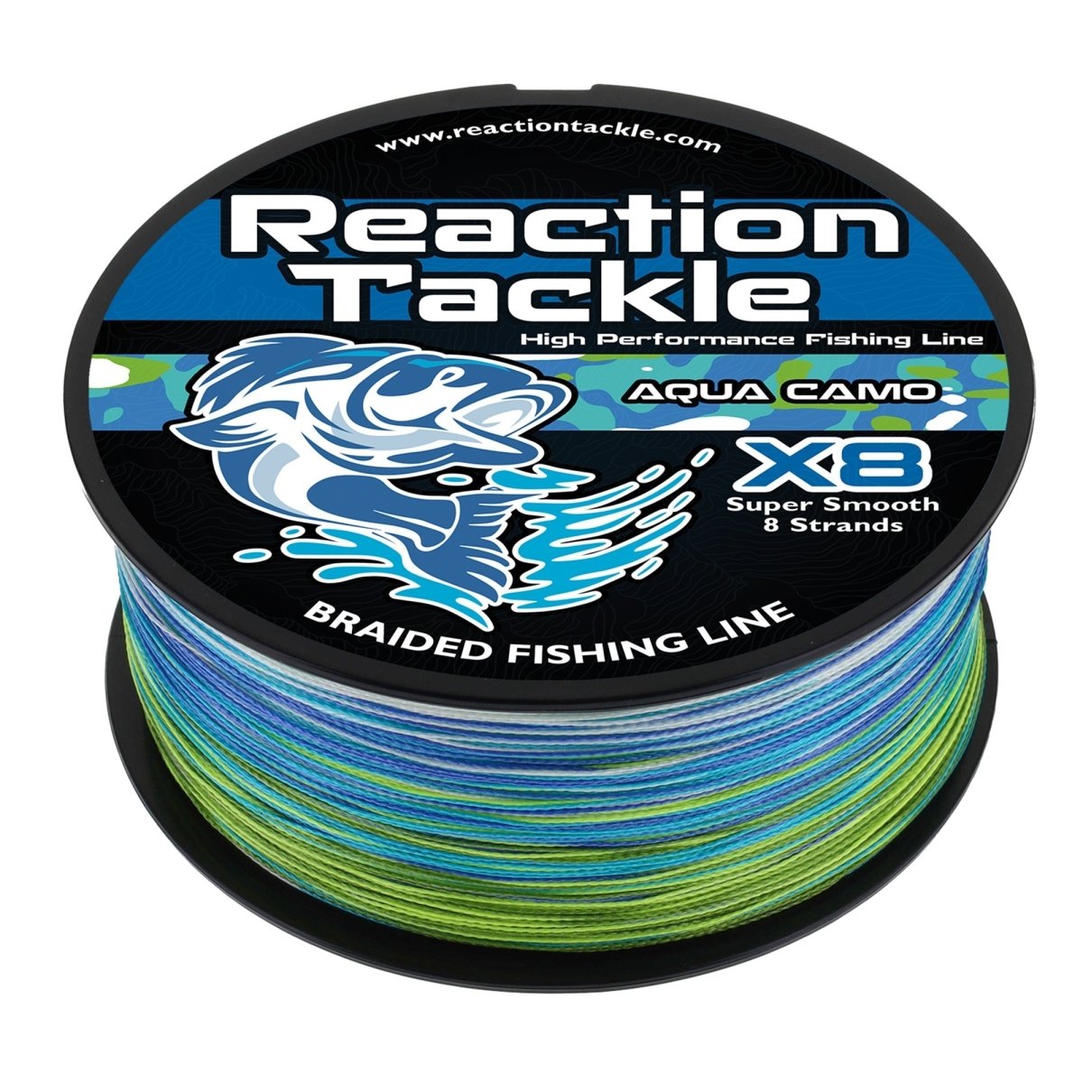 Reaction Tackle X8 Braided Fishing Line - Aqua Camo 8 Strand - The Snag Bin