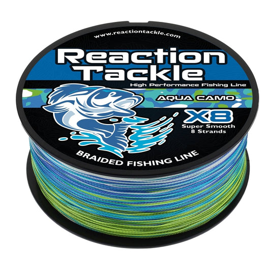 Reaction Tackle X8 Braided Fishing Line - Aqua Camo 8 Strand - The Snag Bin