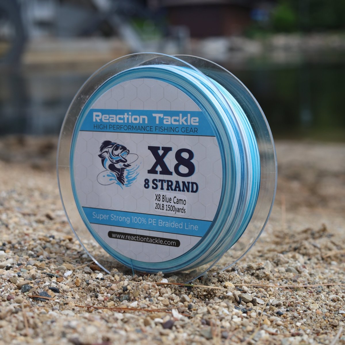 Reaction Tackle X8 Braided Fishing Line - Blue Camo 8 Strand - The Snag Bin