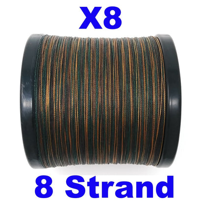 Reaction Tackle X8 Braided Fishing Line - Green Camo 8 Strand - The Snag Bin
