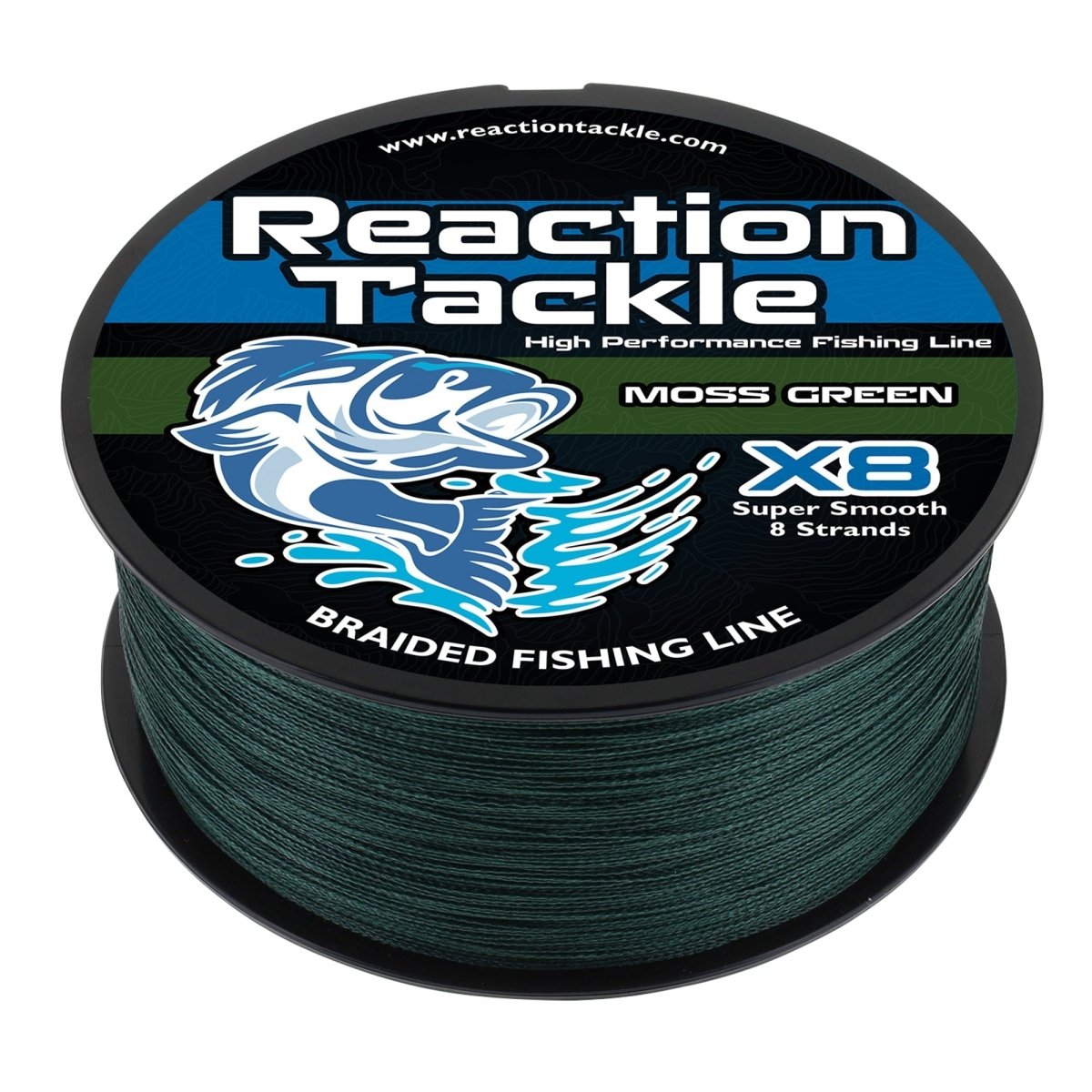 Reaction Tackle X8 Braided Fishing Line - Moss Green 8 Strand - The Snag Bin
