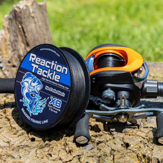 Reaction Tackle X8 Braided Fishing Line - NO FADE Black 8 Strand - NEW - The Snag Bin