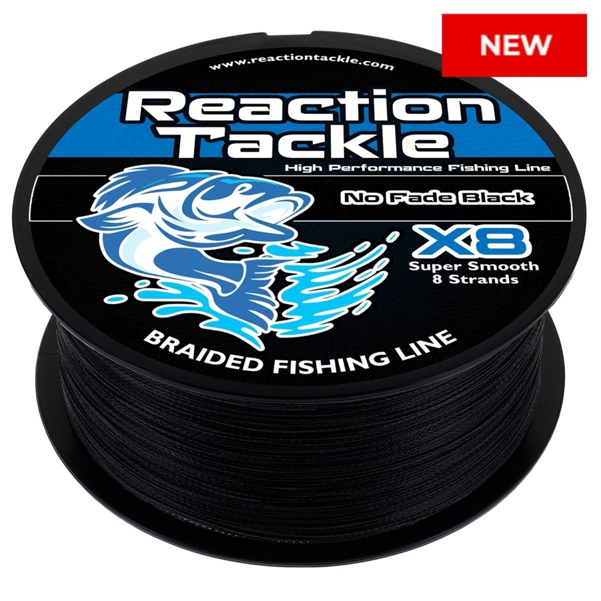 Reaction Tackle X8 Braided Fishing Line - NO FADE Black 8 Strand - NEW - The Snag Bin