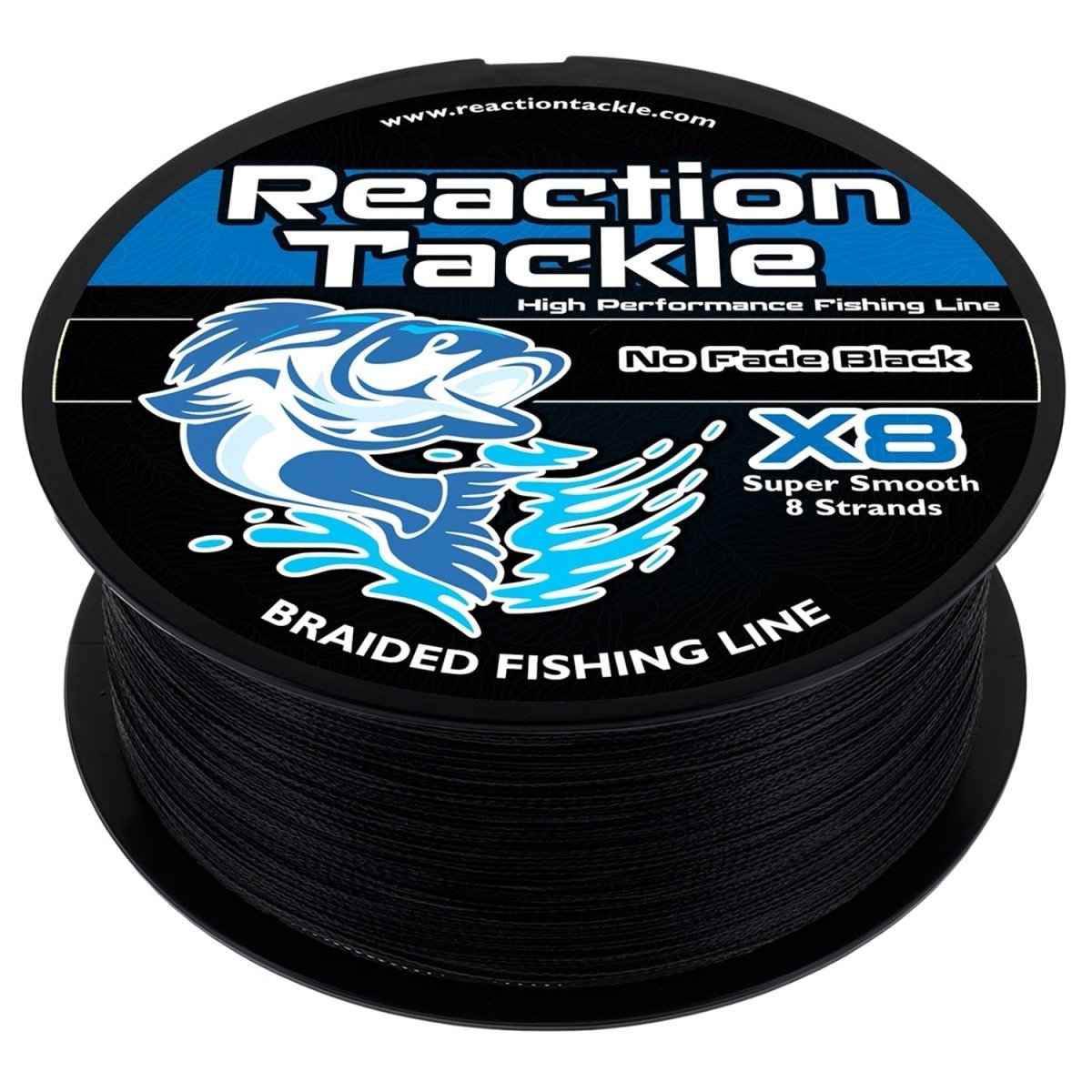 Reaction Tackle X8 Braided Fishing Line - NO FADE Black 8 Strand - NEW - The Snag Bin
