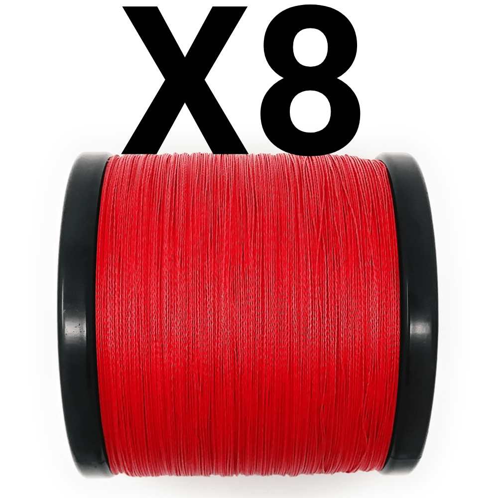 Reaction Tackle X8 Braided Fishing Line - NO FADE Red 8 Strand - NEW - The Snag Bin